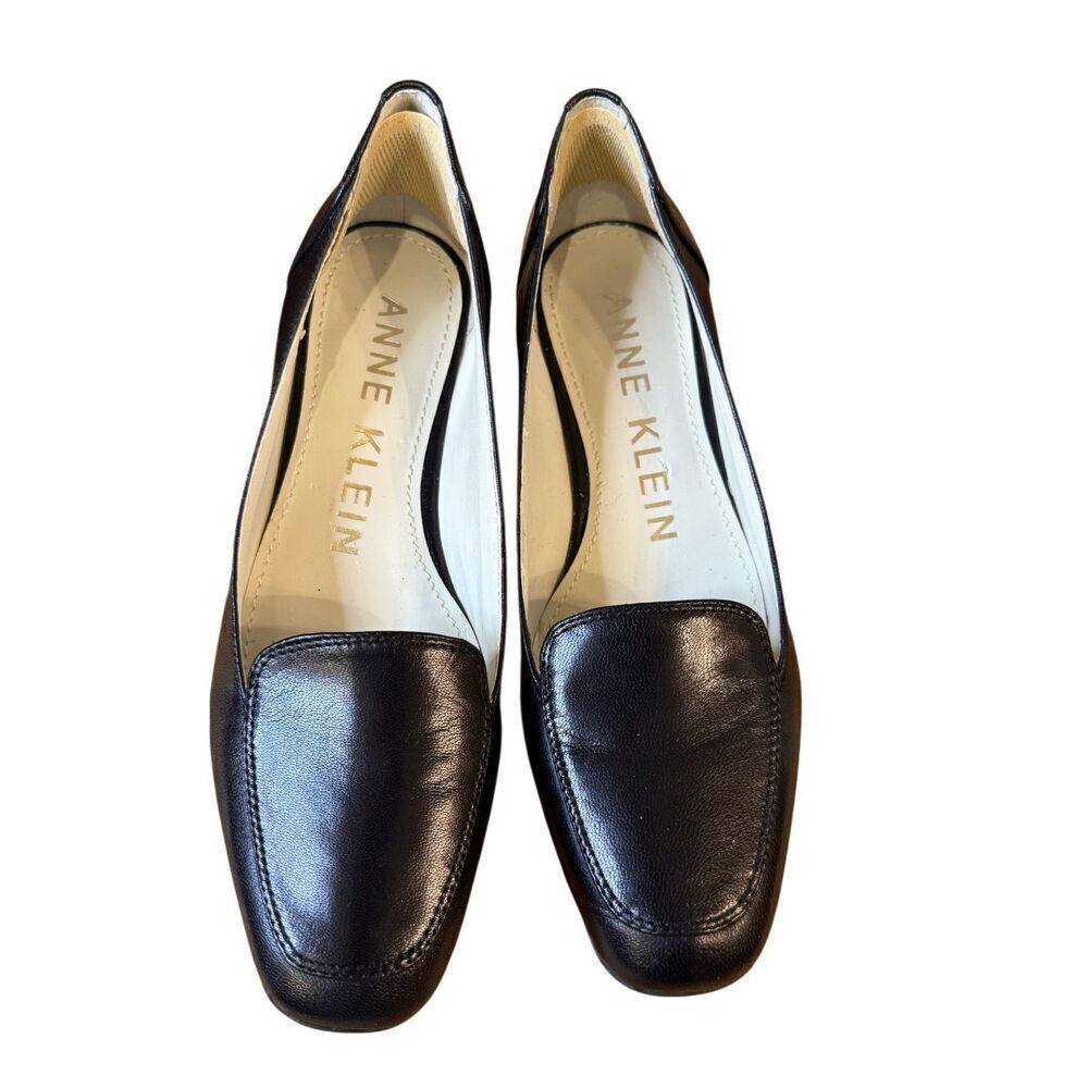 Ann Klein Women’s Black Leather Loafers Slip On Sz. 6.5 Quality Elegant Timeless - Picture 7 of 8